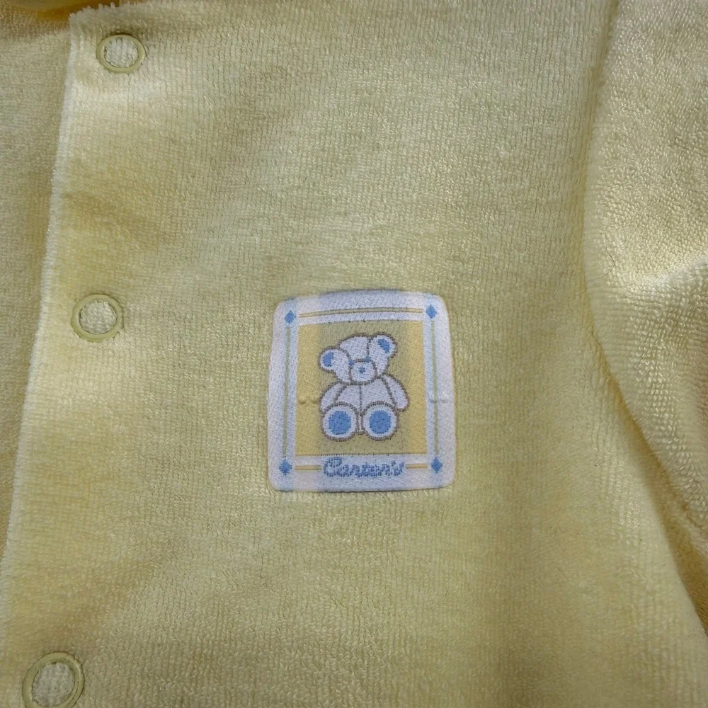 Vintage carters baby yellow bear sleeper one piece footed 6-9 mos terry cloth‎